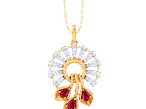 3D Printable Cad jewelry design of Lady diamond Pendant Model 3D
