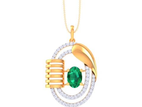 3D Printable Cad jewelry design of Lady diamond Pendant 3D Model