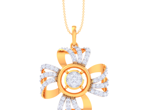 3D Printable Cad jewelry design of Lady diamond Pendant Model 3D