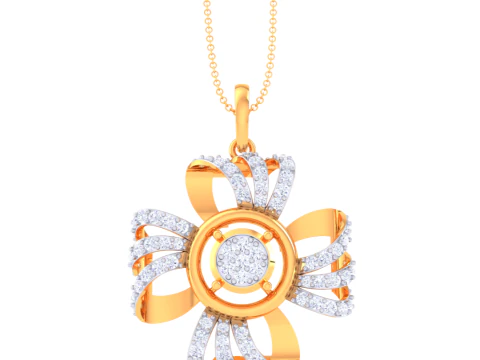 3D Printable Cad jewelry design of Lady diamond Pendant 3D Model