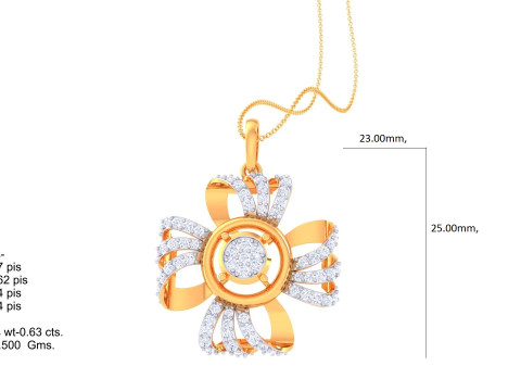 3D Printable Cad jewelry design of Lady diamond Pendant 3D Model