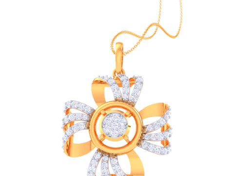 3D Printable Cad jewelry design of Lady diamond Pendant 3D Model