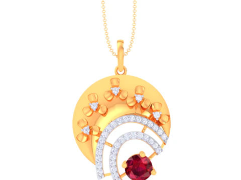 3D Printable Cad jewelry design of Lady diamond Pendant 3D Model