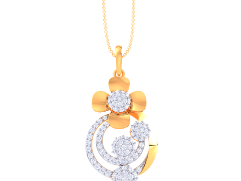 3D Printable Cad jewelry design of Lady diamond Pendant Model 3D