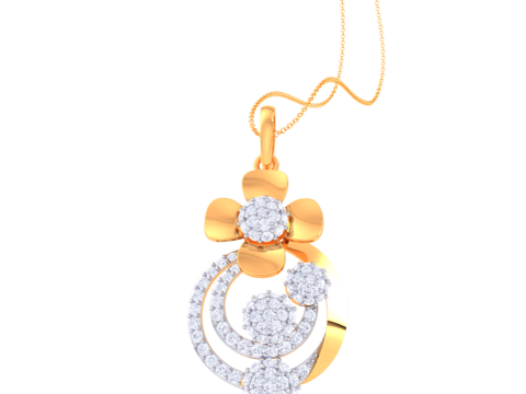 3D Printable Cad jewelry design of Lady diamond Pendant Modèle 3D