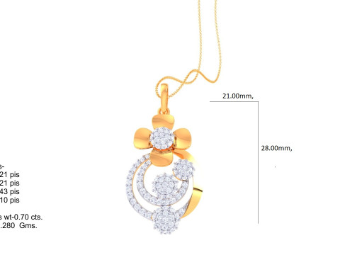 3D Printable Cad jewelry design of Lady diamond Pendant Modèle 3D