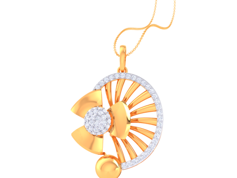 3D Printable Cad jewelry design of Lady diamond Pendant Model 3D