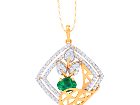 3D Printable Cad jewelry design of Lady diamond Pendant Model 3D