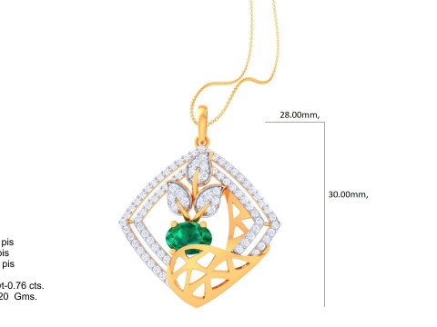 3D Printable Cad jewelry design of Lady diamond Pendant 3D Model