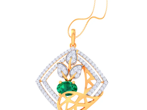 3D Printable Cad jewelry design of Lady diamond Pendant 3D Model