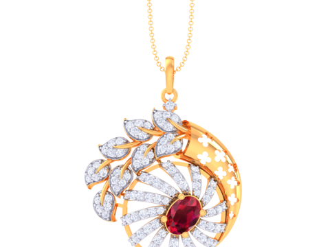 3D Printable Cad jewelry design of Lady diamond Pendant Model 3D