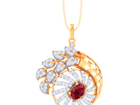 3D Printable Cad jewelry design of Lady diamond Pendant 3D Model