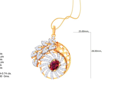 3D Printable Cad jewelry design of Lady diamond Pendant 3D Model
