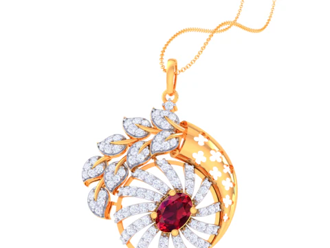 3D Printable Cad jewelry design of Lady diamond Pendant 3D Model