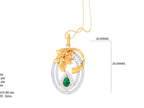 3D Printable Cad jewelry design of Lady diamond Pendant 3D Model