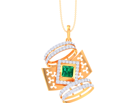 3D Printable Cad jewelry design of Lady diamond Pendant Model 3D