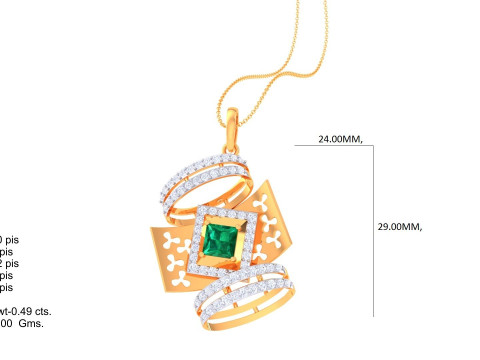 3D Printable Cad jewelry design of Lady diamond Pendant Modèle 3D
