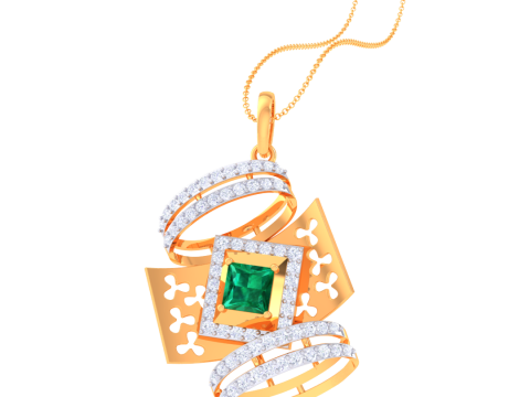 3D Printable Cad jewelry design of Lady diamond Pendant Modèle 3D