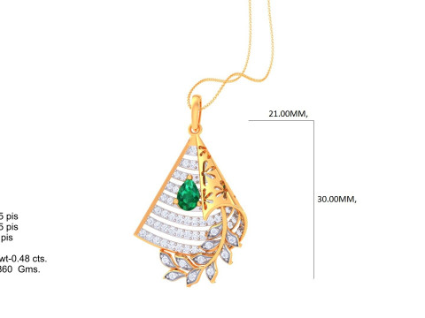 3D Printable Cad jewelry design of Lady diamond Pendant 3D Model