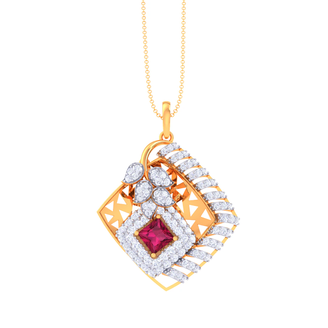3D Printable Cad jewelry design of Lady diamond Pendant 3D Model .c4d .max .obj .3ds .fbx .stl .blend 