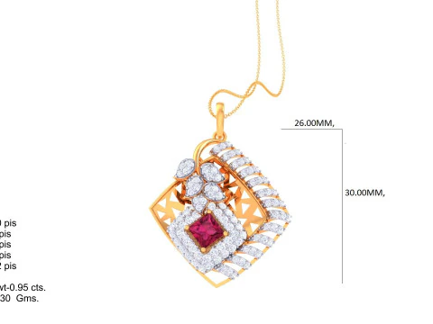 3D Printable Cad jewelry design of Lady diamond Pendant 3D Model