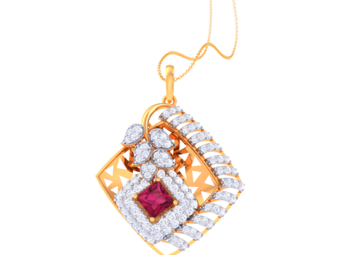 3D Printable Cad jewelry design of Lady diamond Pendant 3D मॉडल