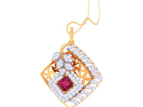 3D Printable Cad jewelry design of Lady diamond Pendant 3D Model