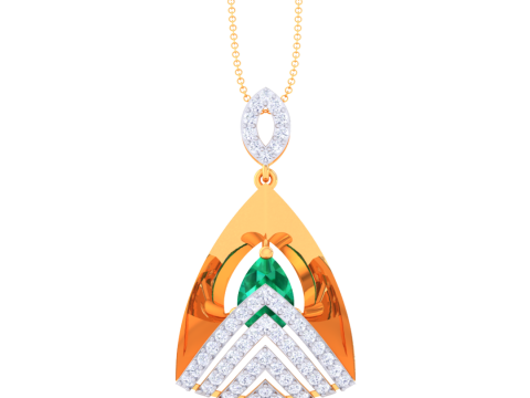 3D Printable Cad jewelry design of Lady diamond Pendant Model 3D