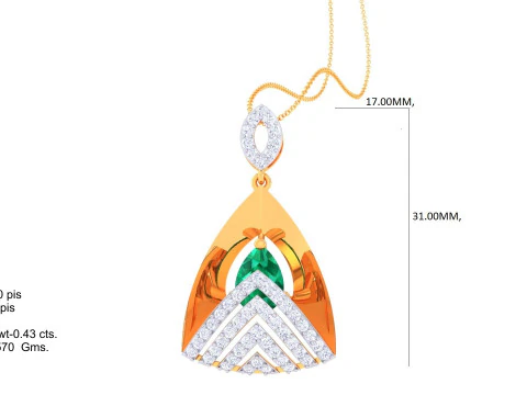 3D Printable Cad jewelry design of Lady diamond Pendant 3D Model