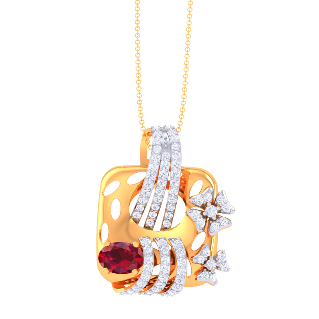 3D Printable Cad jewelry design of Lady diamond Pendant 3D Model .c4d .max .obj .3ds .fbx .stl .blend 