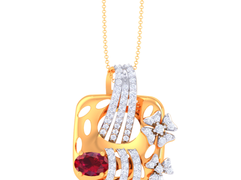 3D Printable Cad jewelry design of Lady diamond Pendant Model 3D