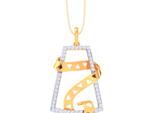 Design di gioielli Cad stampabile in 3D del pendente con diamanti Lady Modello 3D