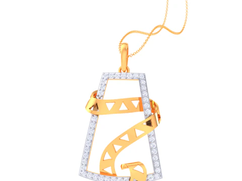 3D Printable Cad jewelry design of Lady diamond Pendant 3D Model