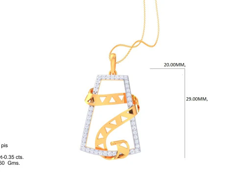 3D Printable Cad jewelry design of Lady diamond Pendant 3D Model