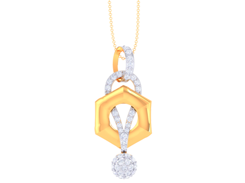 3D Printable Cad jewelry design of Lady diamond Pendant Model 3D