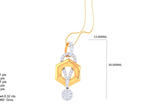 3D Printable Cad jewelry design of Lady diamond Pendant 3D Model