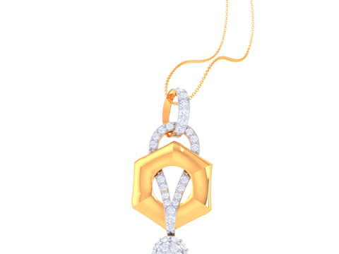 3D Printable Cad jewelry design of Lady diamond Pendant 3D Model