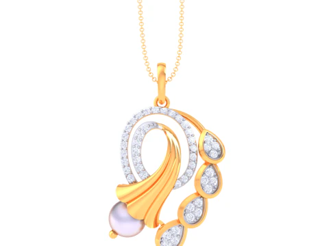 3D Printable Cad jewelry design of Lady diamond Pendant 3D Model