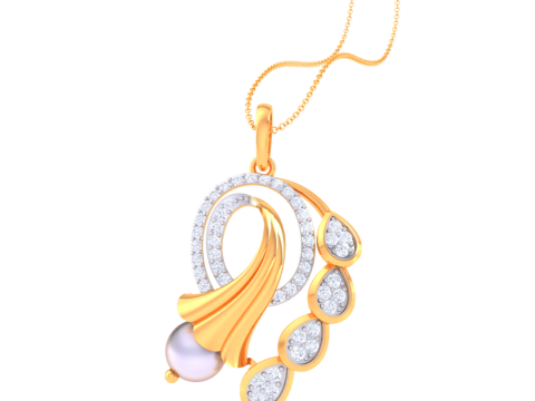 3D Printable Cad jewelry design of Lady diamond Pendant Model 3D