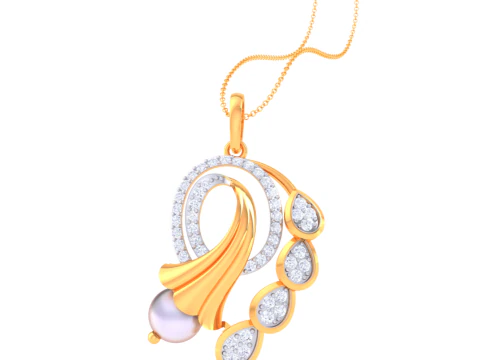 3D Printable Cad jewelry design of Lady diamond Pendant 3D Model