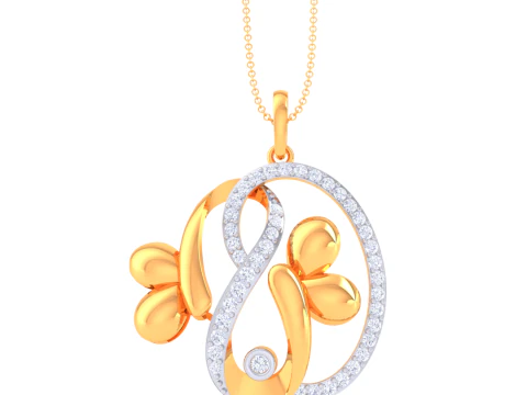 3D Printable Cad jewelry design of Lady diamond Pendant 3D Model