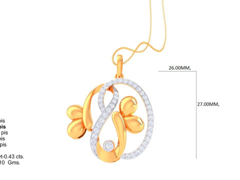 3D Printable Cad jewelry design of Lady diamond Pendant 3D Model