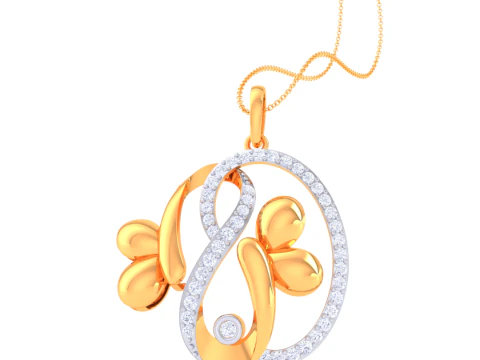3D Printable Cad jewelry design of Lady diamond Pendant 3D Model