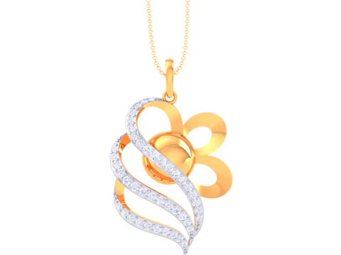 女士钻石吊坠的 3D 可打印 Cad 珠宝设计 3D 模型