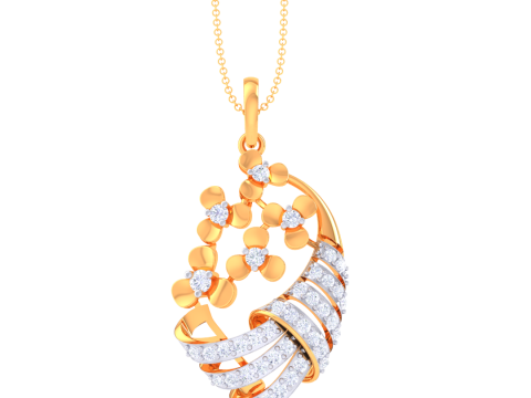 3D Printable Cad jewelry design of Lady diamond Pendant Modelo 3D