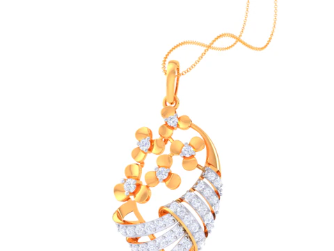 3D Printable Cad jewelry design of Lady diamond Pendant 3D Model
