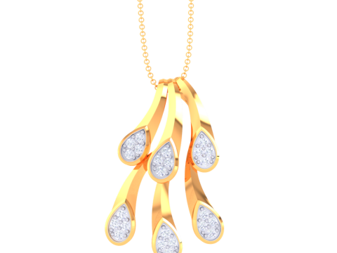 3D Printable Cad jewelry design of Lady diamond Pendant Model 3D