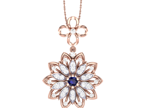 3D Printable Cad jewelry design of Lady diamond Pendant Model 3D