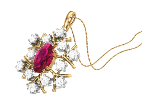 3D Printable Cad jewelry design of Lady diamond Pendant 3D Model