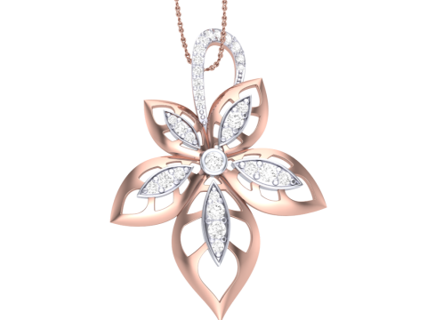3D Printable Cad jewelry design of Lady diamond Pendant Model 3D